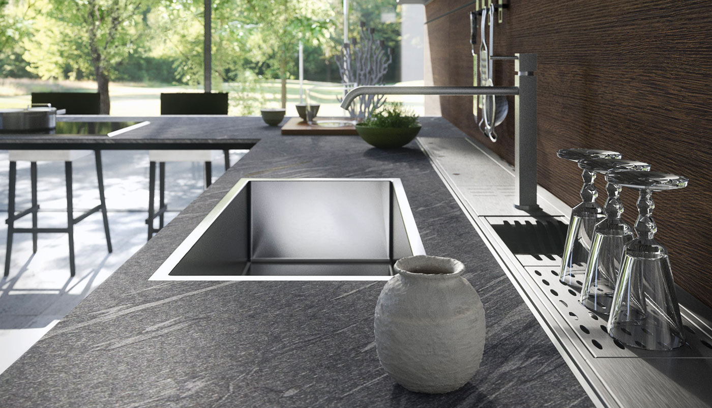 Cuisine Valcucine Forma Mentis avec porte laquée | Cuisiniste Nice | AS Design
