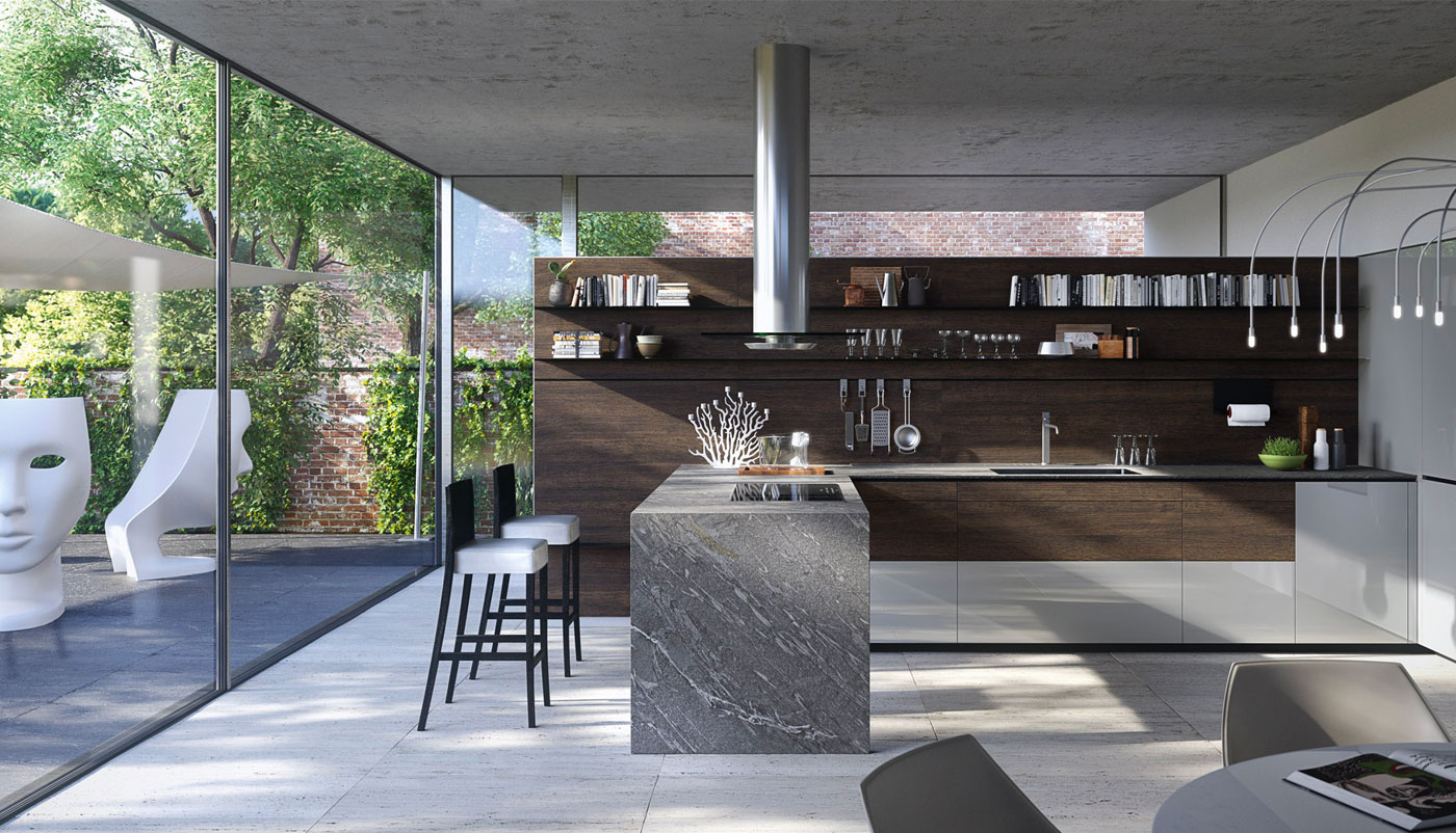 Cuisine Valcucine Forma Mentis avec porte laquée | Cuisiniste Nice | AS Design