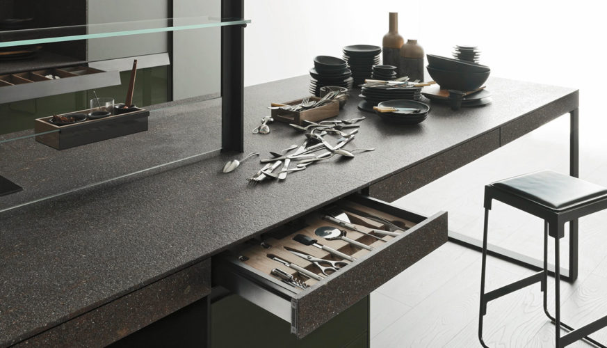 Cuisine Valcucine Genius Loci Vitrum poli Oceanic Green | Cuisiniste Nice | AS Design