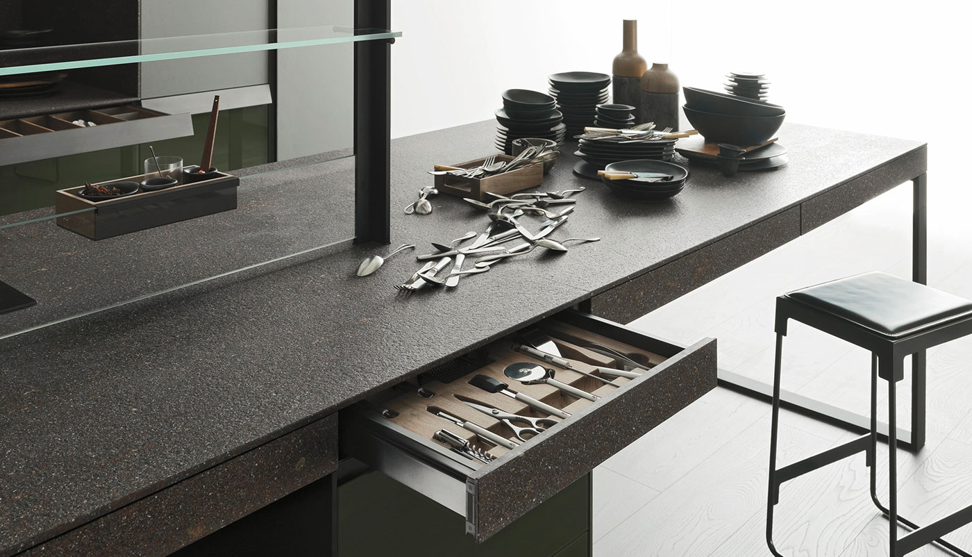 Cuisine Valcucine Genius Loci Vitrum poli Oceanic Green | Cuisiniste Nice | AS Design
