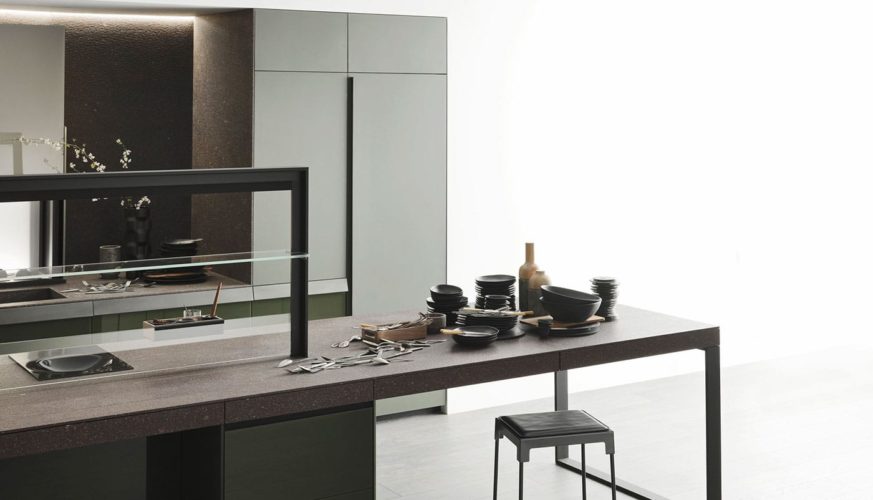 Cuisine Valcucine Genius Loci Vitrum poli Oceanic Green | Cuisiniste Nice | Massimo Cucine