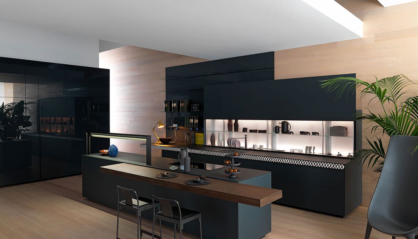 Cuisine Valcucine Genius Loci Vitrum ardoise mat V-Motion | Cuisiniste Nice | AS Design