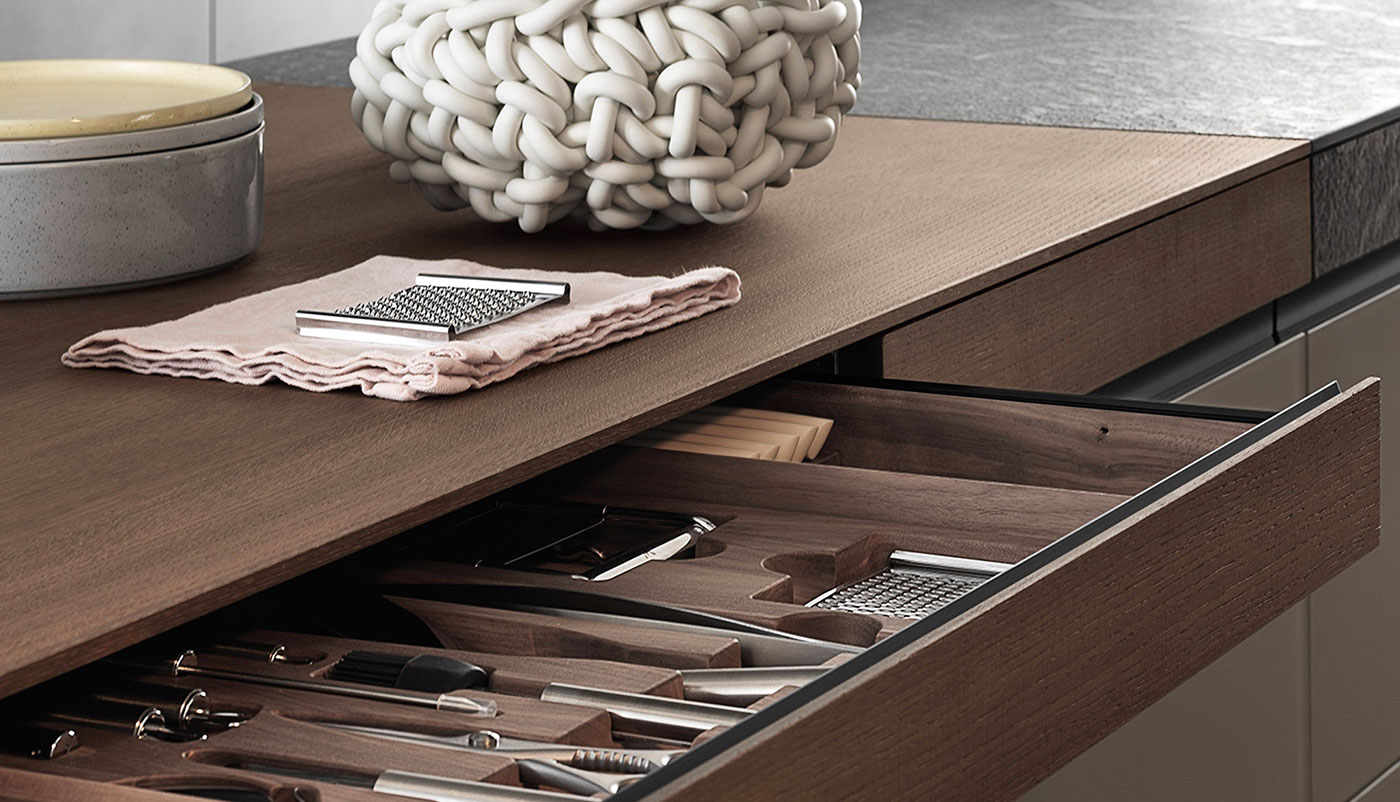 Cuisine Valcucine Genius Loci Vitrum opaque tiroir pierre Cardoso | Cuisiniste Nice | AS Design