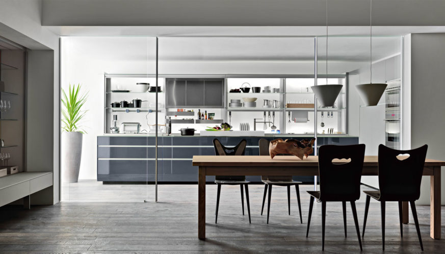 Cuisine Valcucine Artematica Bleu Vitrail | Cuisiniste Cannes | AS Design