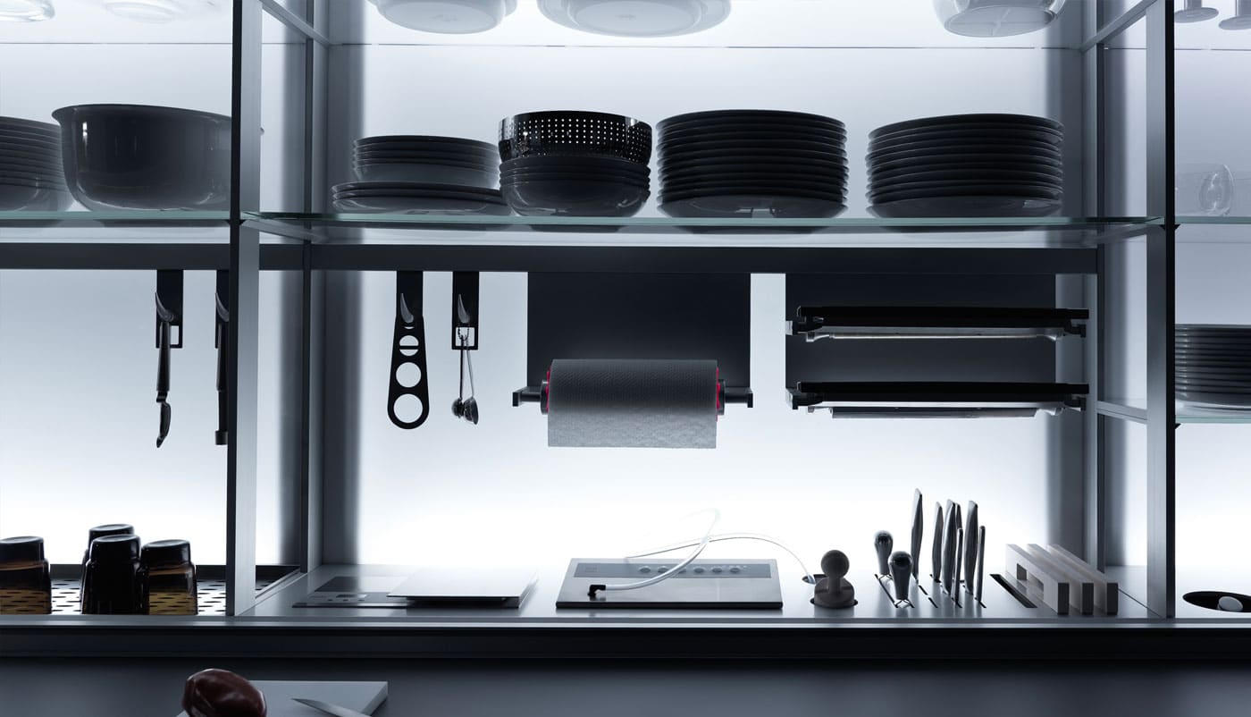 Cuisine Valcucine Artematica gris ciment vitrifié | Cuisiniste Nice | AS Design