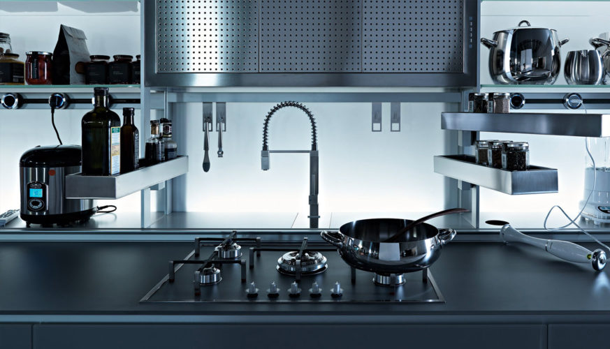 Cuisine Valcucine Artematica gris ciment vitrifié | Cuisiniste Nice | AS Design